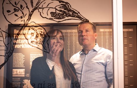 Cathy O’Neill and Dermot Friel at the launch of Gorta, Swatragh’s Famine Story